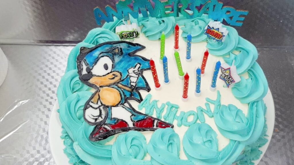 Vidéo decoration gateau sonic