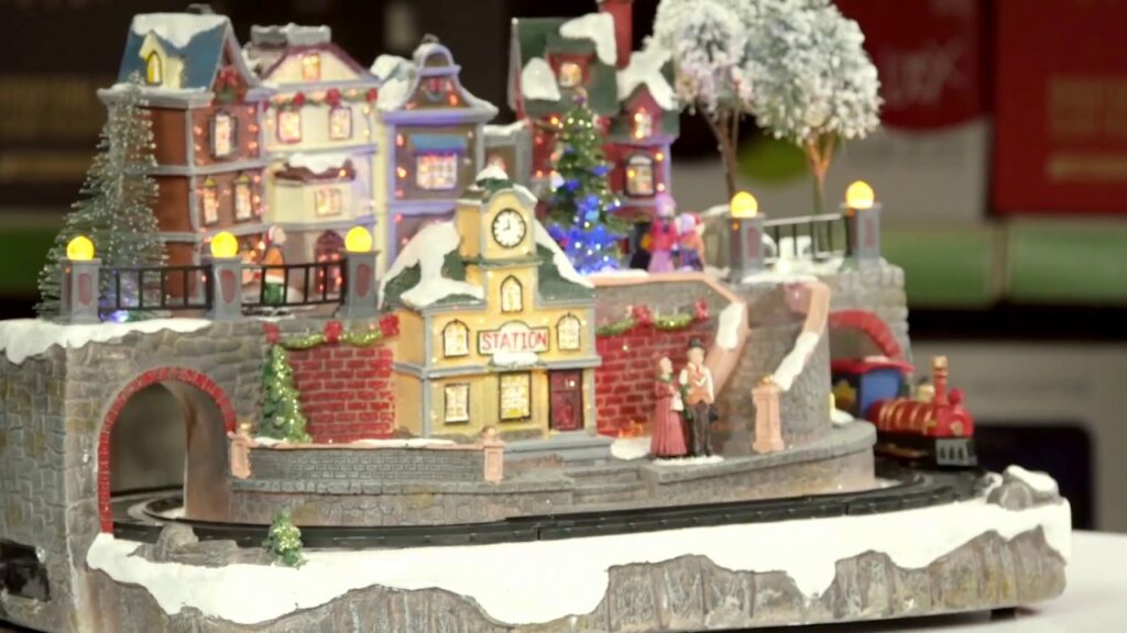 Vidéo led village scene christmas decoration